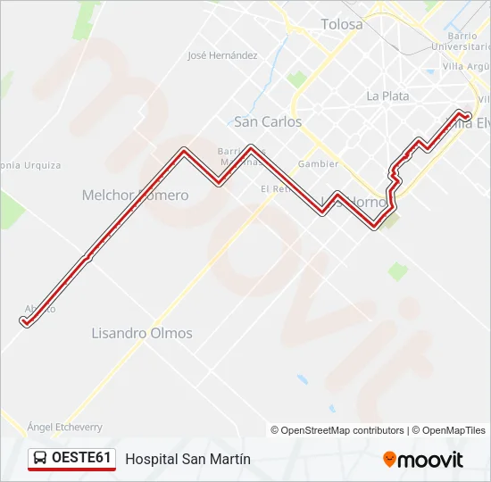 OESTE61 Colectivo Line Map