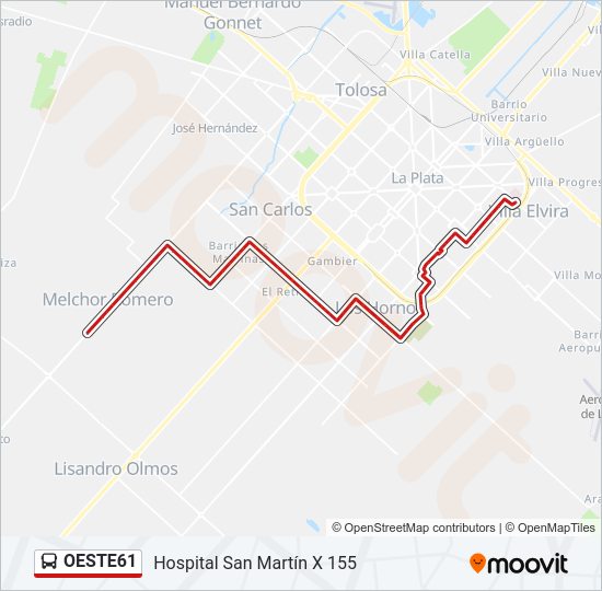OESTE61 Colectivo Line Map