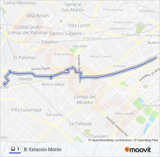 1 Colectivo Line Map