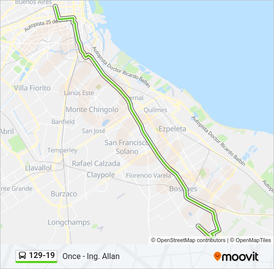 Mapa de 129-19 de Colectivo