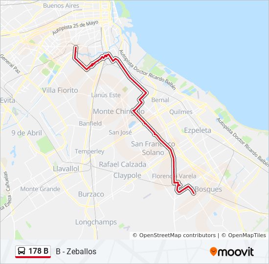 Mapa de 178 B de Colectivo