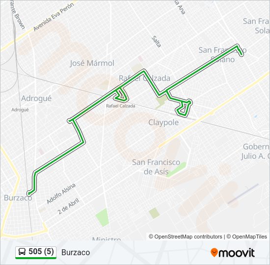 Mapa de 505 (5) de Colectivo