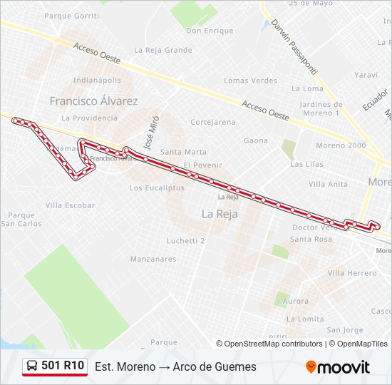 Mapa de 501 R10 de Colectivo