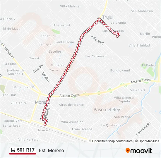 501 R17 Colectivo Line Map