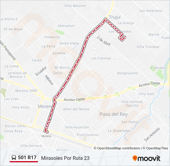 501 R17 Colectivo Line Map