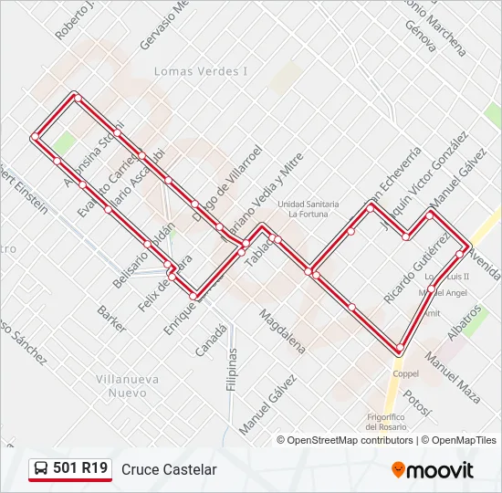 501 R19 Colectivo Line Map