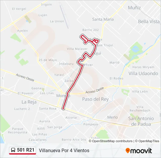 501 R21 Colectivo Line Map