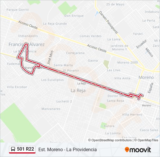 Mapa de 501 R22 de Colectivo