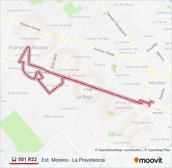 501 R22 Colectivo Line Map