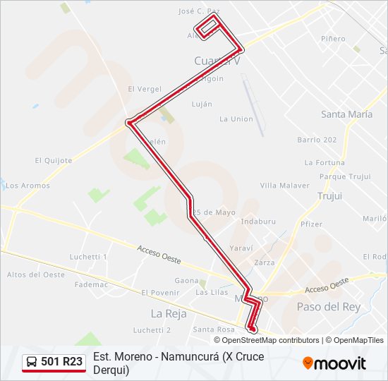 Mapa de 501 R23 de Colectivo