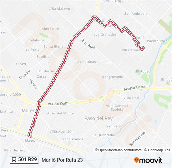 Mapa de 501 R29 de Colectivo