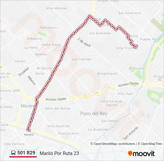 Mapa de 501 R29 de Colectivo