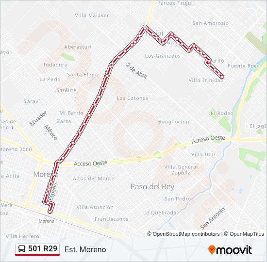 501 R29 Colectivo Line Map