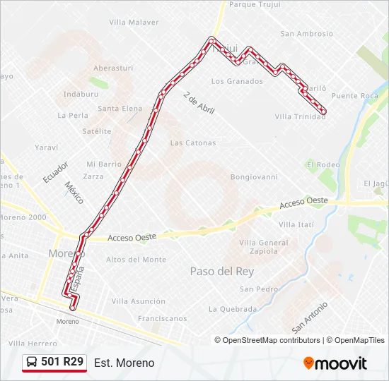 501 R29 Colectivo Line Map