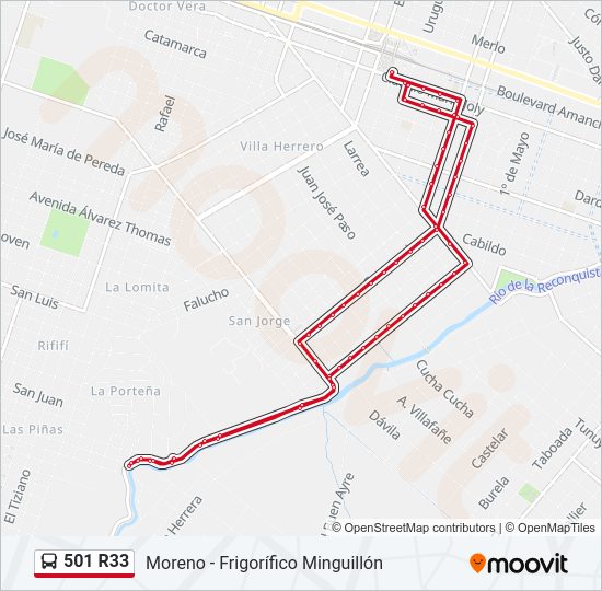 Mapa de 501 R33 de Colectivo