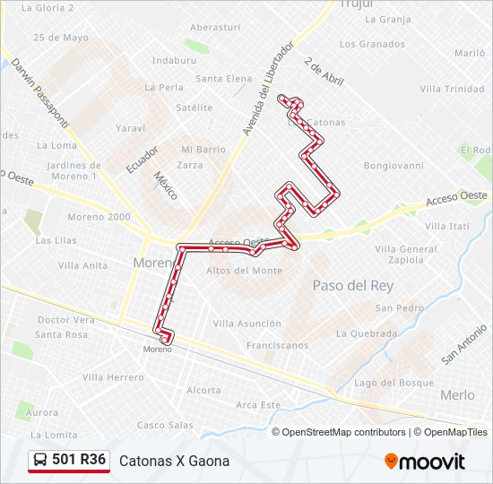 501 R36 Colectivo Line Map