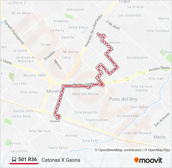 501 R36 Colectivo Line Map