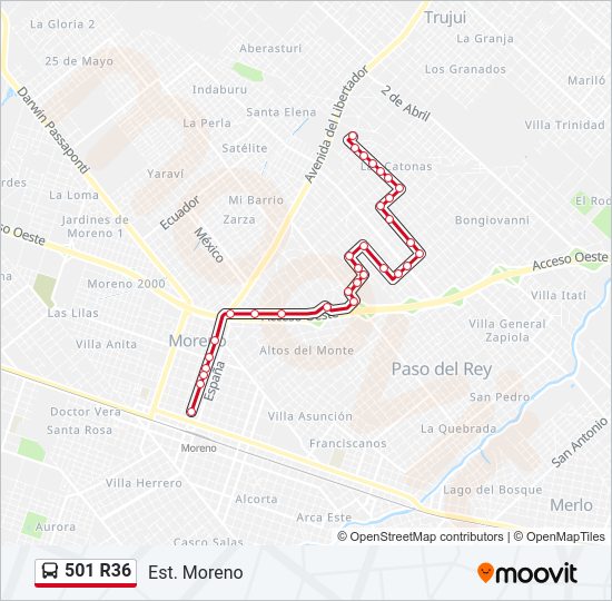 Mapa de 501 R36 de Colectivo
