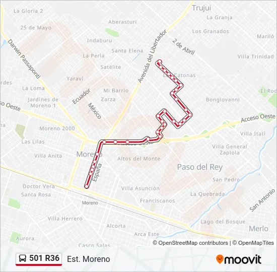 501 R36 Colectivo Line Map