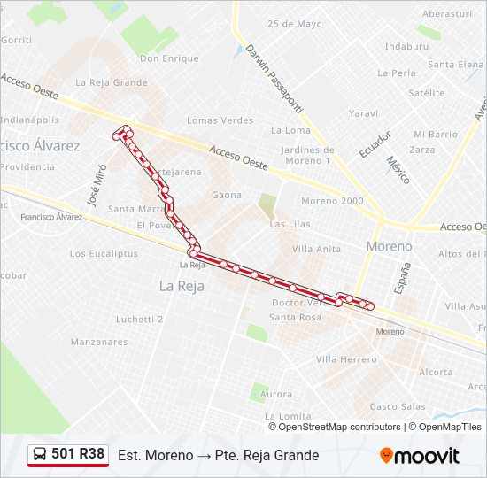 Mapa de 501 R38 de Colectivo