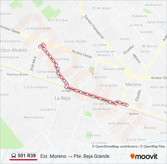 501 R38 Colectivo Line Map