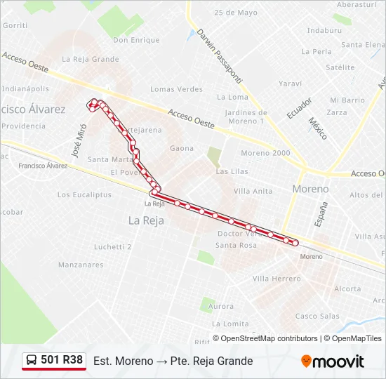 501 R38 Colectivo Line Map