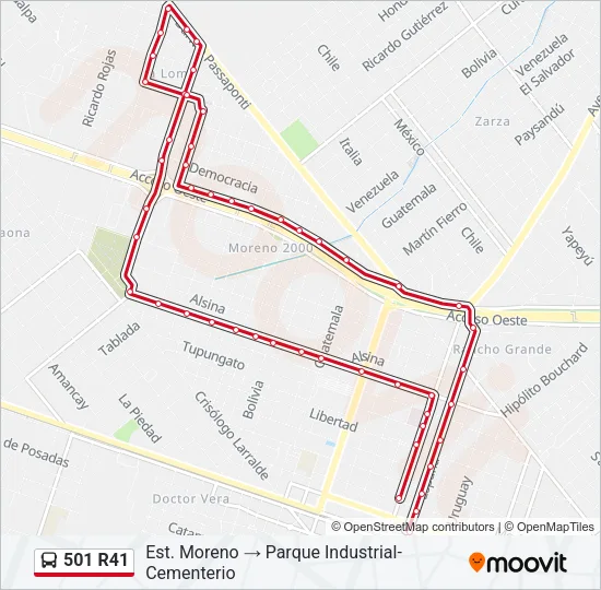 501 R41 Colectivo Line Map