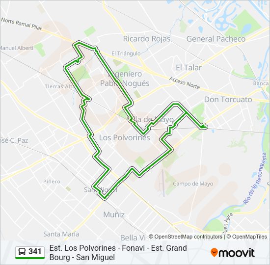 Mapa de 341 de Colectivo