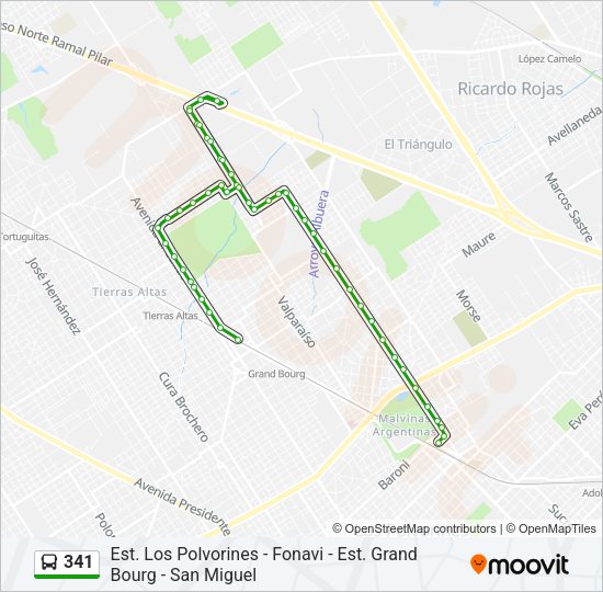 Mapa de 341 de Colectivo