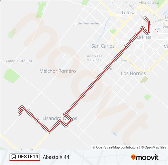 OESTE14 Colectivo Line Map