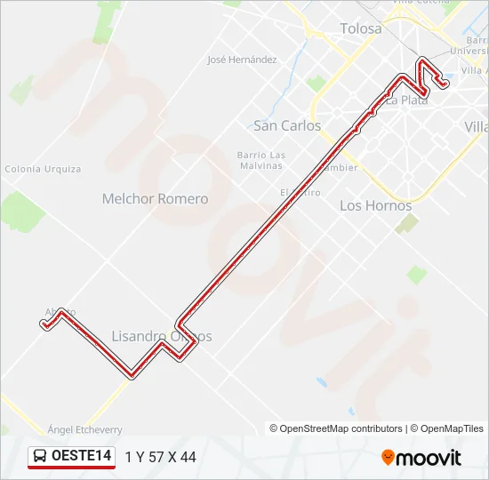 OESTE14 Colectivo Line Map