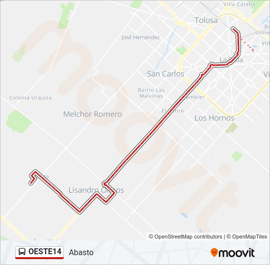 OESTE14 Colectivo Line Map