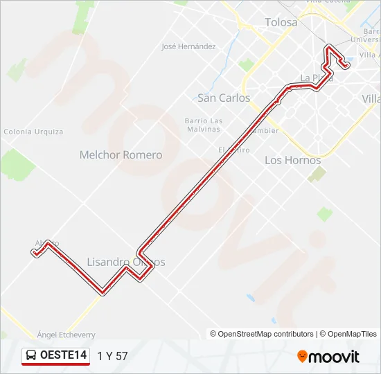 OESTE14 Colectivo Line Map