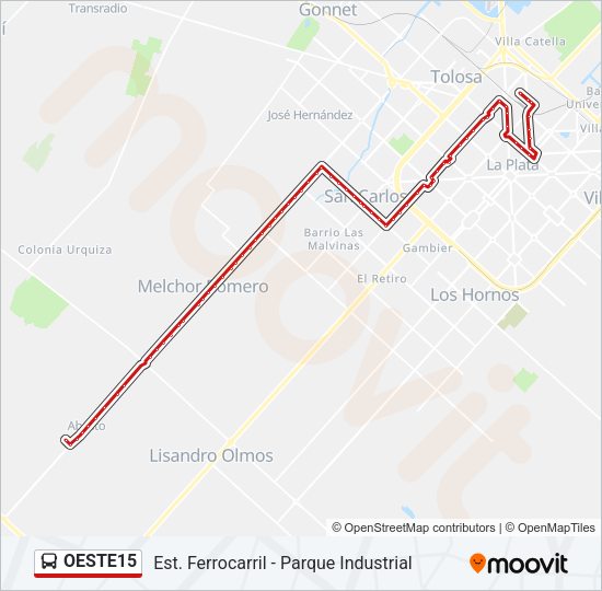 OESTE15 Colectivo Line Map