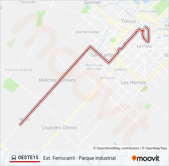 OESTE15 Colectivo Line Map