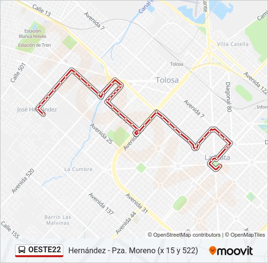 OESTE22 Colectivo Line Map