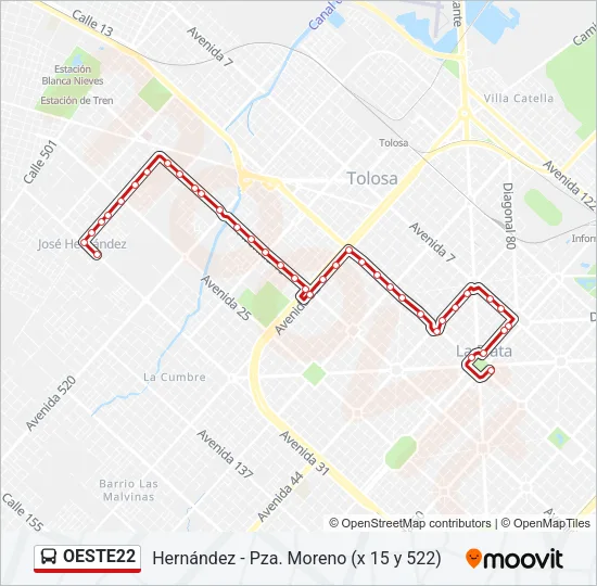 OESTE22 Colectivo Line Map