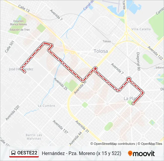 OESTE22 Colectivo Line Map