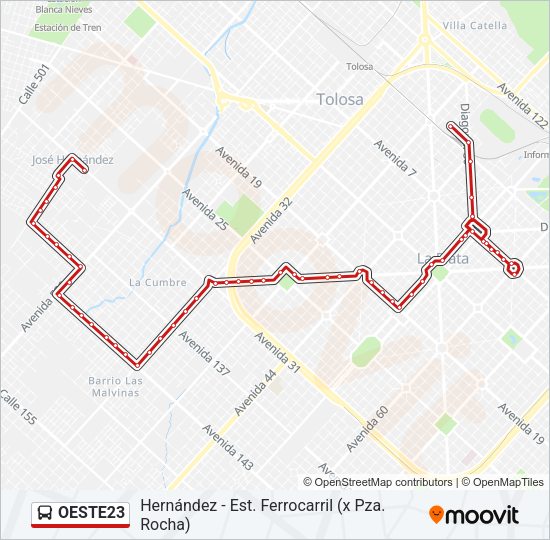 OESTE23 Colectivo Line Map