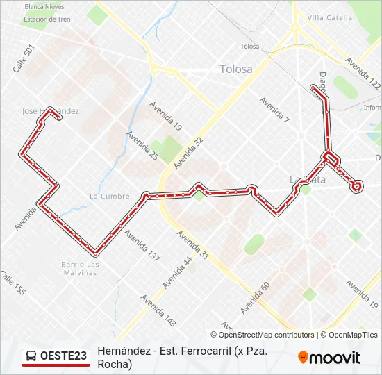 OESTE23 Colectivo Line Map