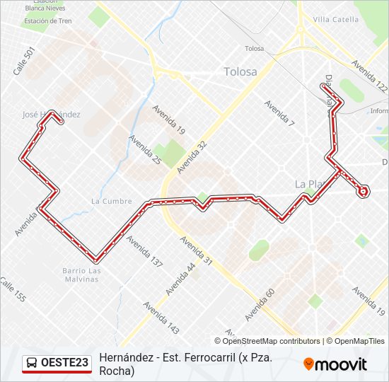 OESTE23 Colectivo Line Map
