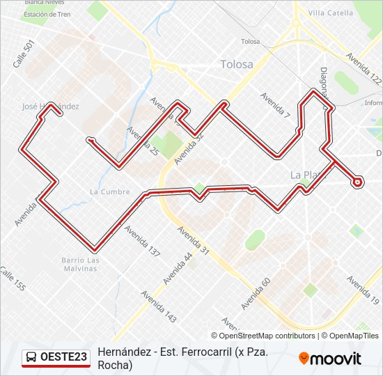 OESTE23 Colectivo Line Map