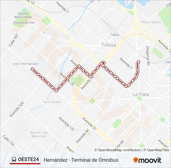 OESTE24 Colectivo Line Map