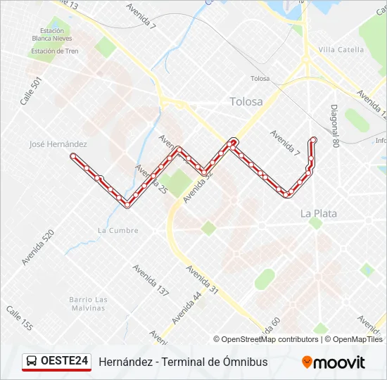 OESTE24 Colectivo Line Map
