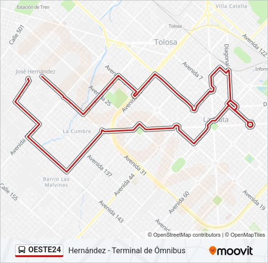 OESTE24 Colectivo Line Map