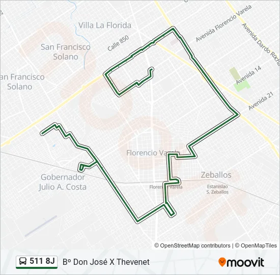 511 8J Colectivo Line Map