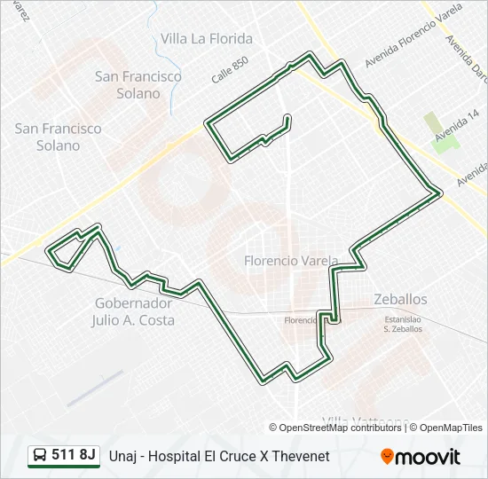 511 8J Colectivo Line Map