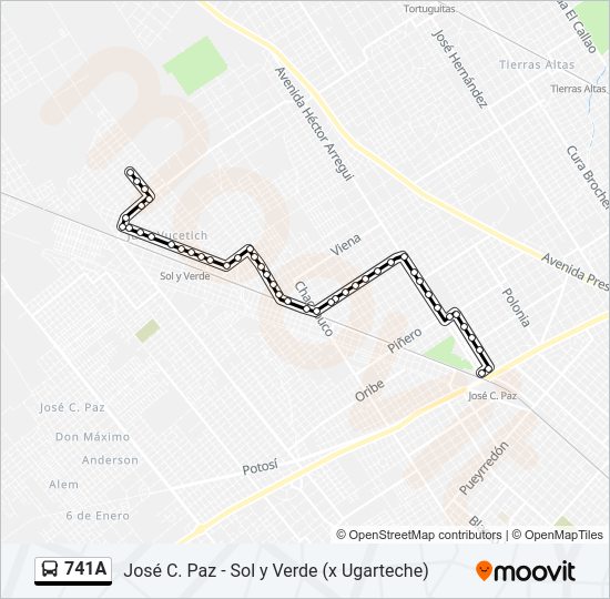 Mapa de 741A de Colectivo