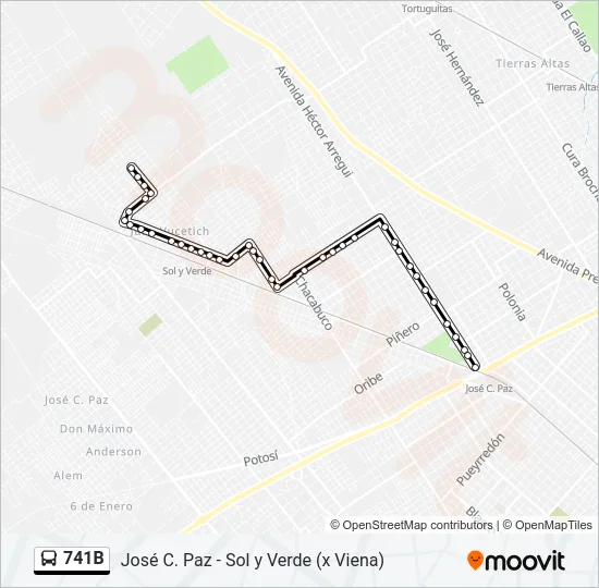 741B Colectivo Line Map