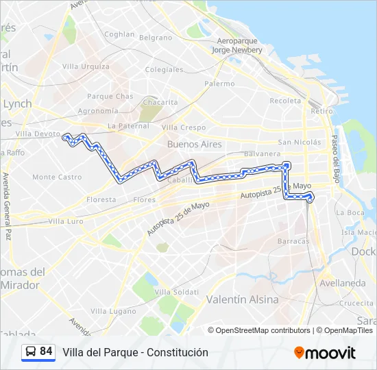 84 Colectivo Line Map